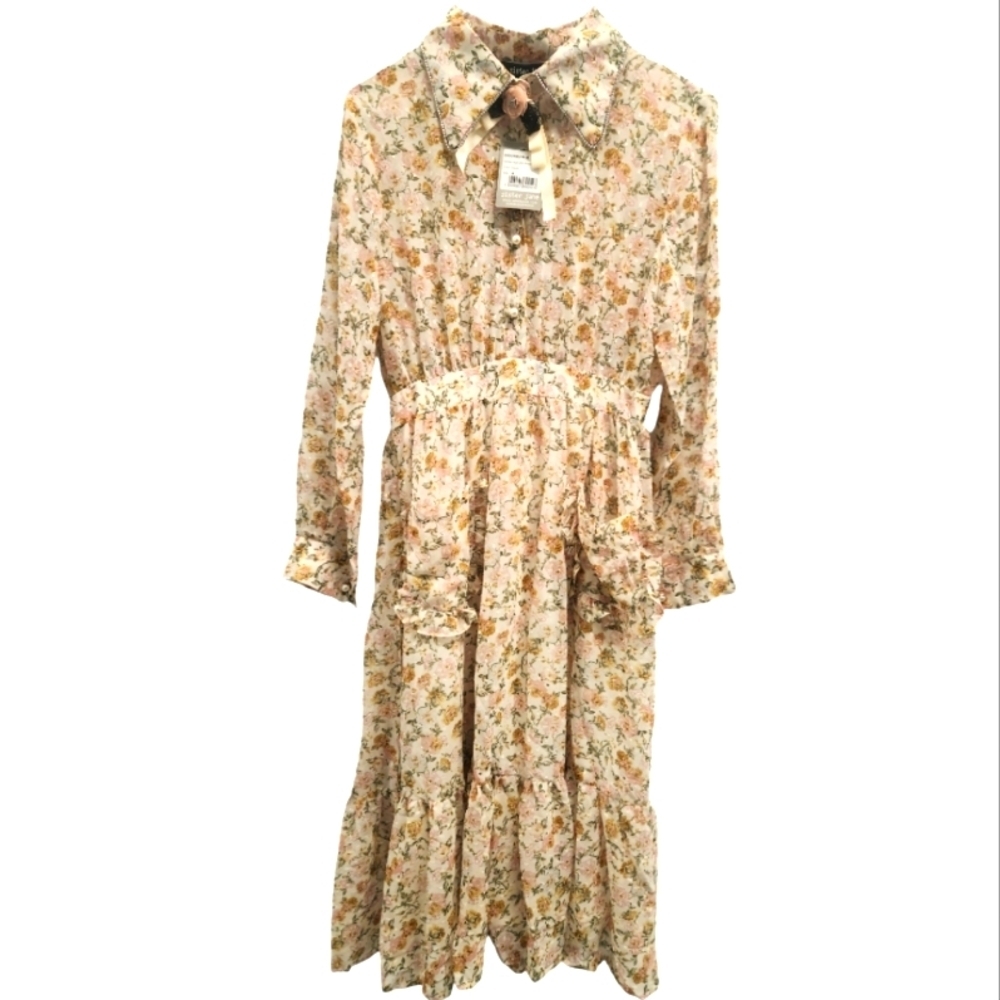 Sister Jane Golden Age Midi Dress in Cream SZ MEDIUM